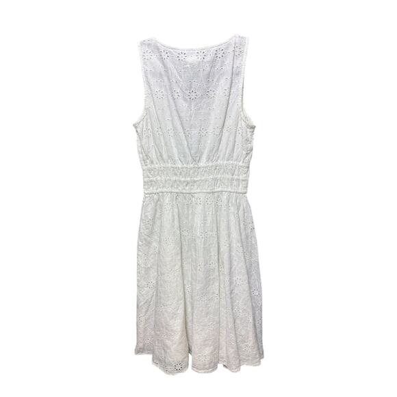 Nicole Miller White Eyelet Dress With Ruched Waist Size Small - Picture 4 of 9